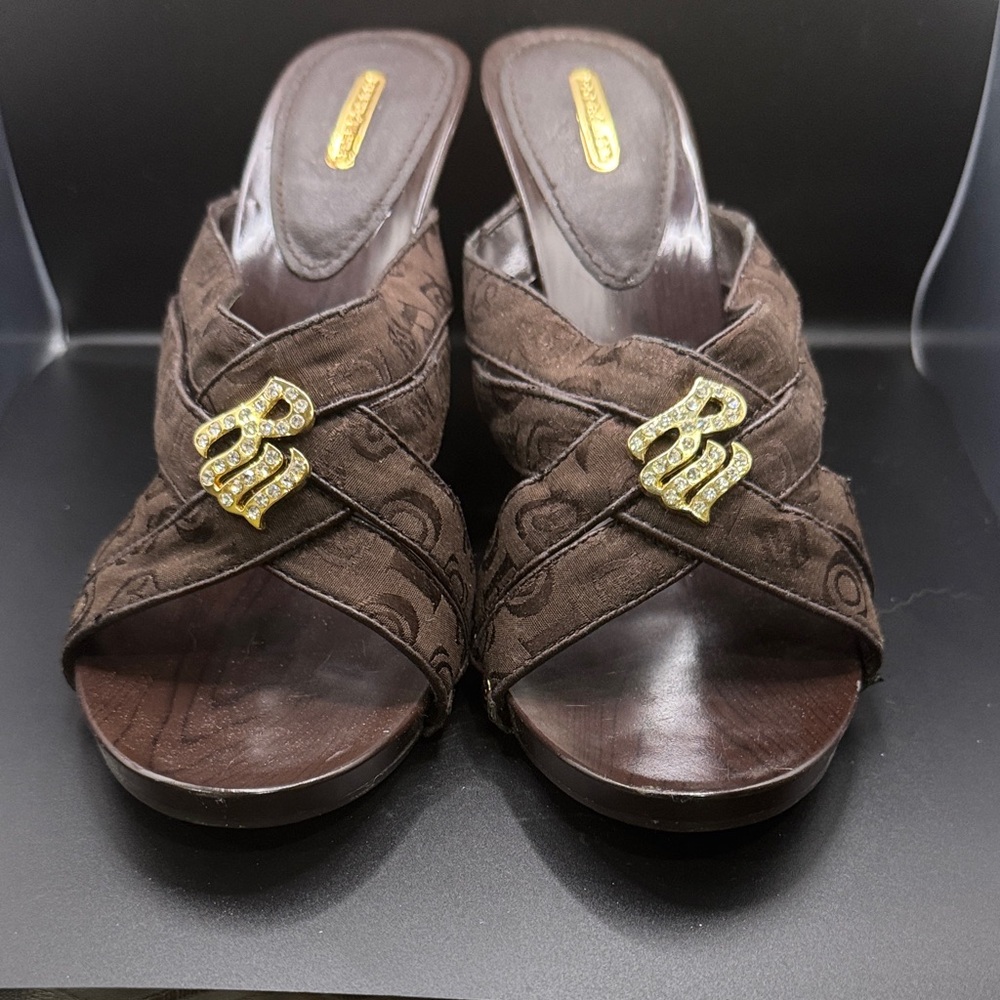 Brown Women's Heel with Gold Accents